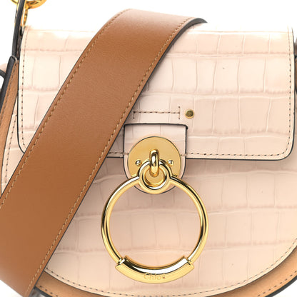 Chloe Calfskin Crocodile Embossed Small Tess Bag Cement Pink 8 of 11