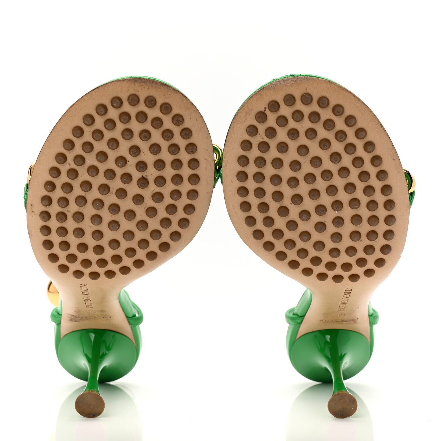 Lambskin Dot 90mm Sandals 39 Grass