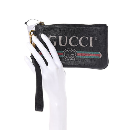 Gucci Grained Calfskin Logo Wristlet Black 2 of 7