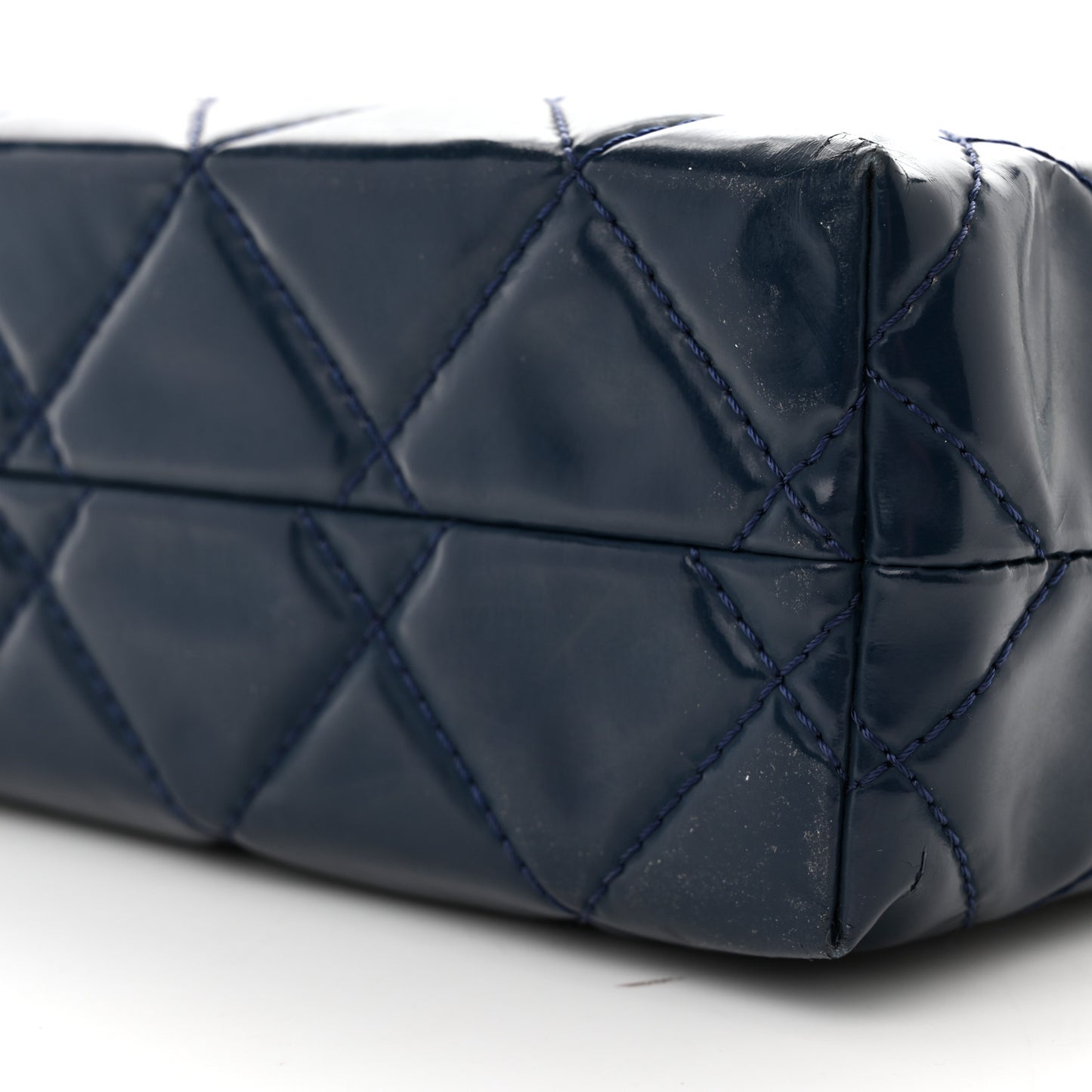 Vinyl Quilted In the Business Flap Bag Navy Blue