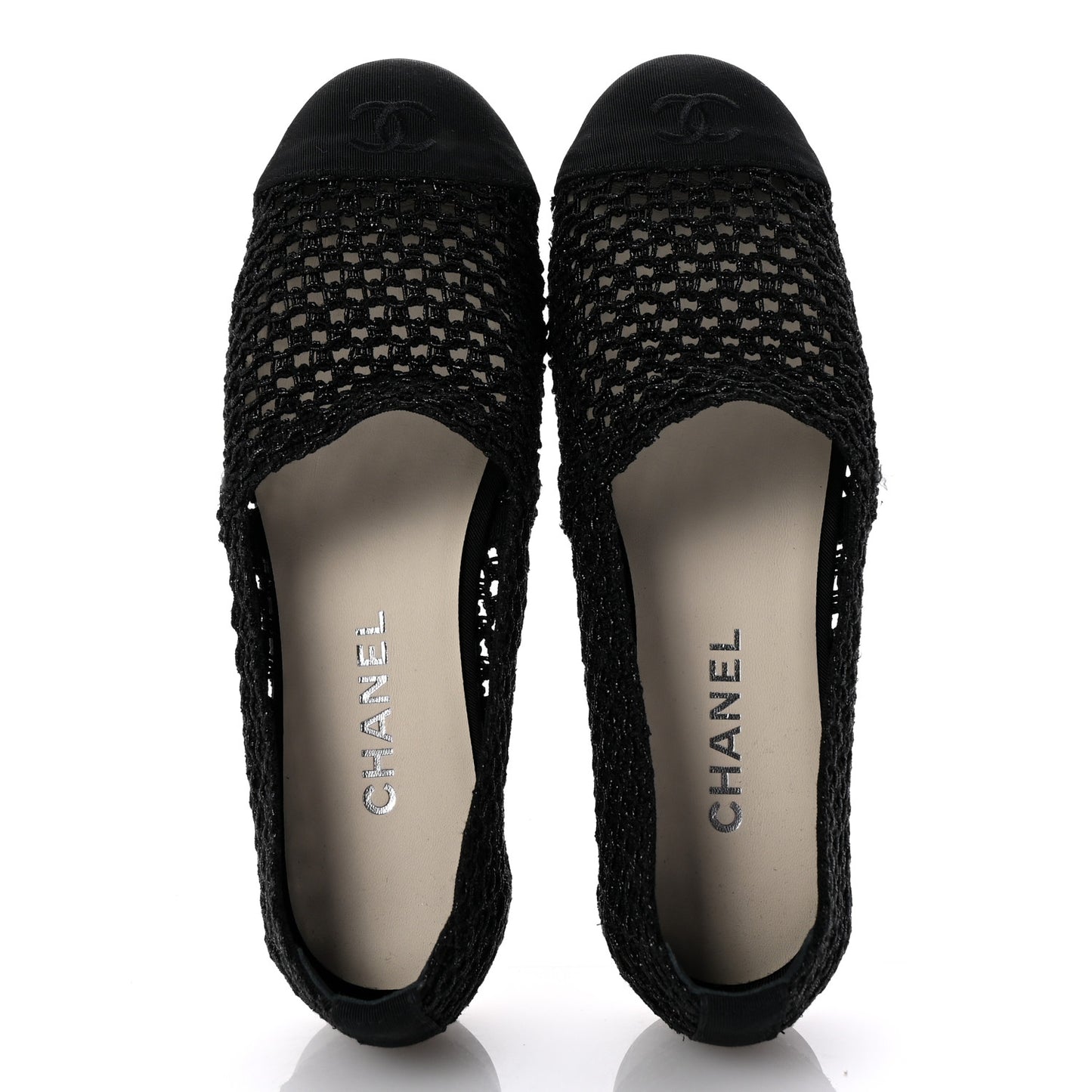 Knit Grosgrain Cap Toe CC Moccasin Loafers  36.5 Black