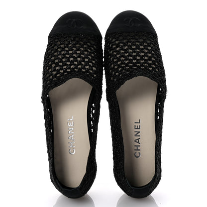 Chanel Knit Grosgrain Cap Toe CC Moccasin Loafers  36.5 Black 2 of 9