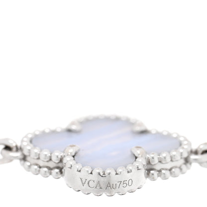 Van Cleef & Arpels 18K White Gold Chalcedony 5 Motifs Vintage Alhambra Bracelet 3 of 4