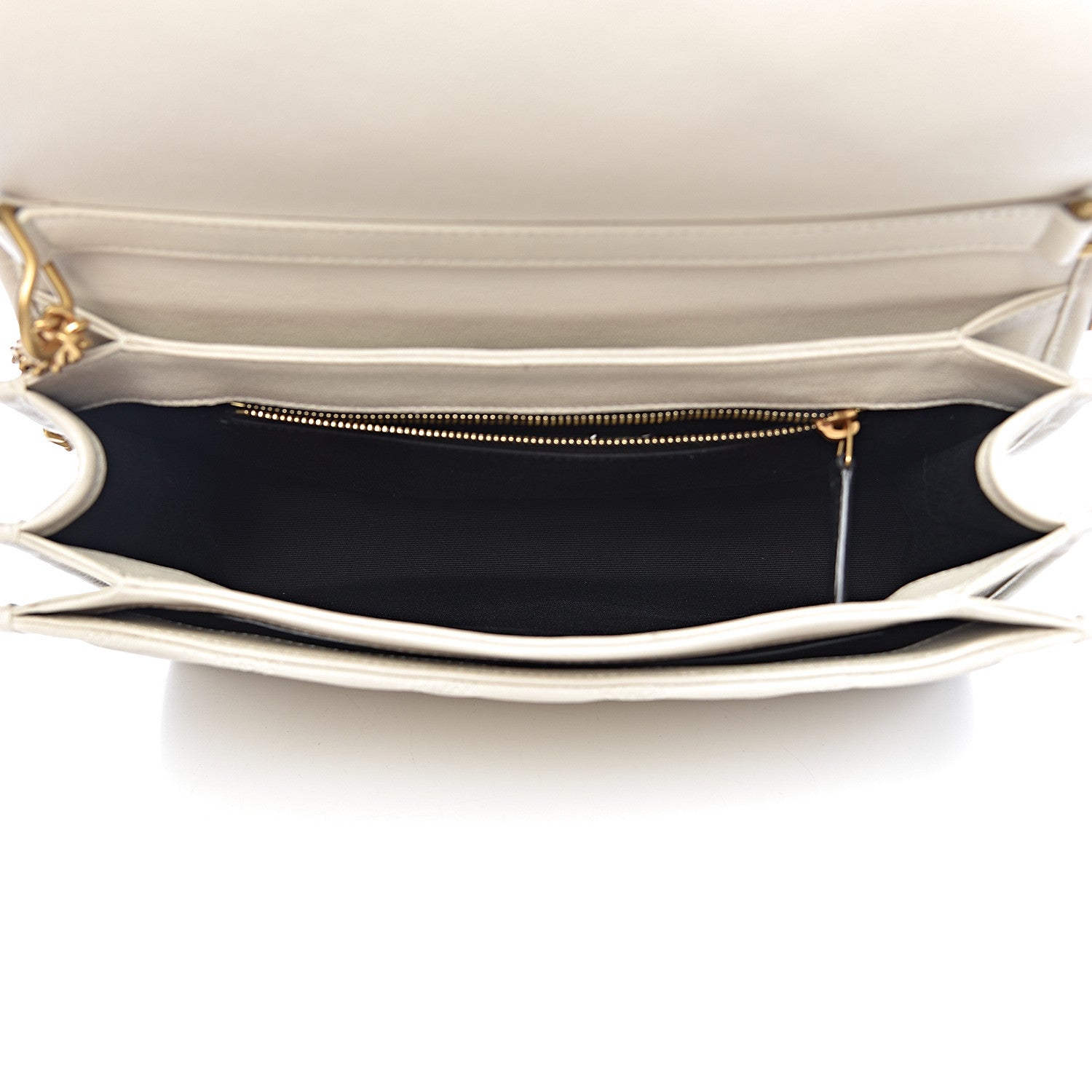 Saint Laurent Lambskin Quilted Small Becky Chain Bag Blanc Vintage 5 of 10