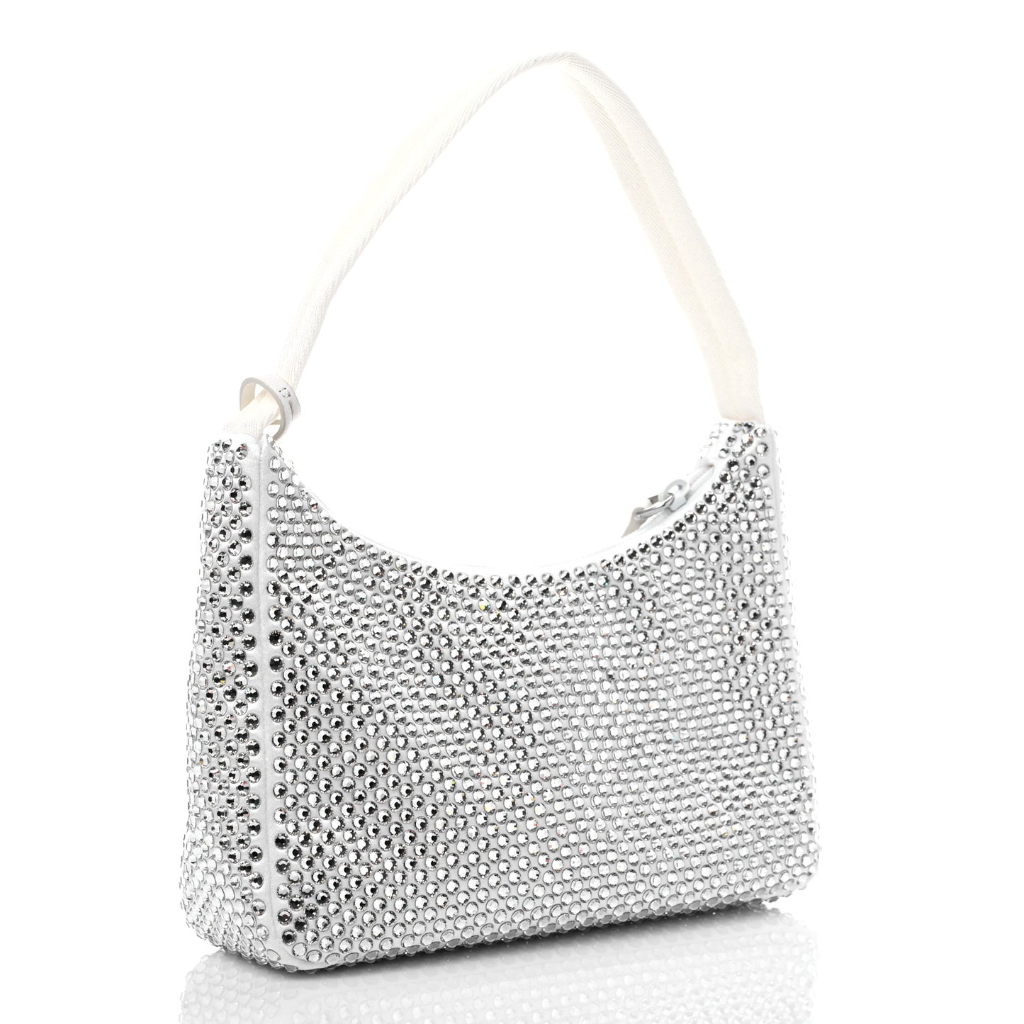 Satin Crystal Mini Re-Edition 2000 Bag White
