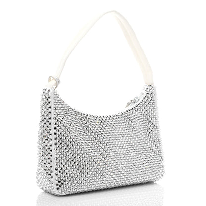 Prada Satin Crystal Mini Re-Edition 2000 Bag White 3 of 8