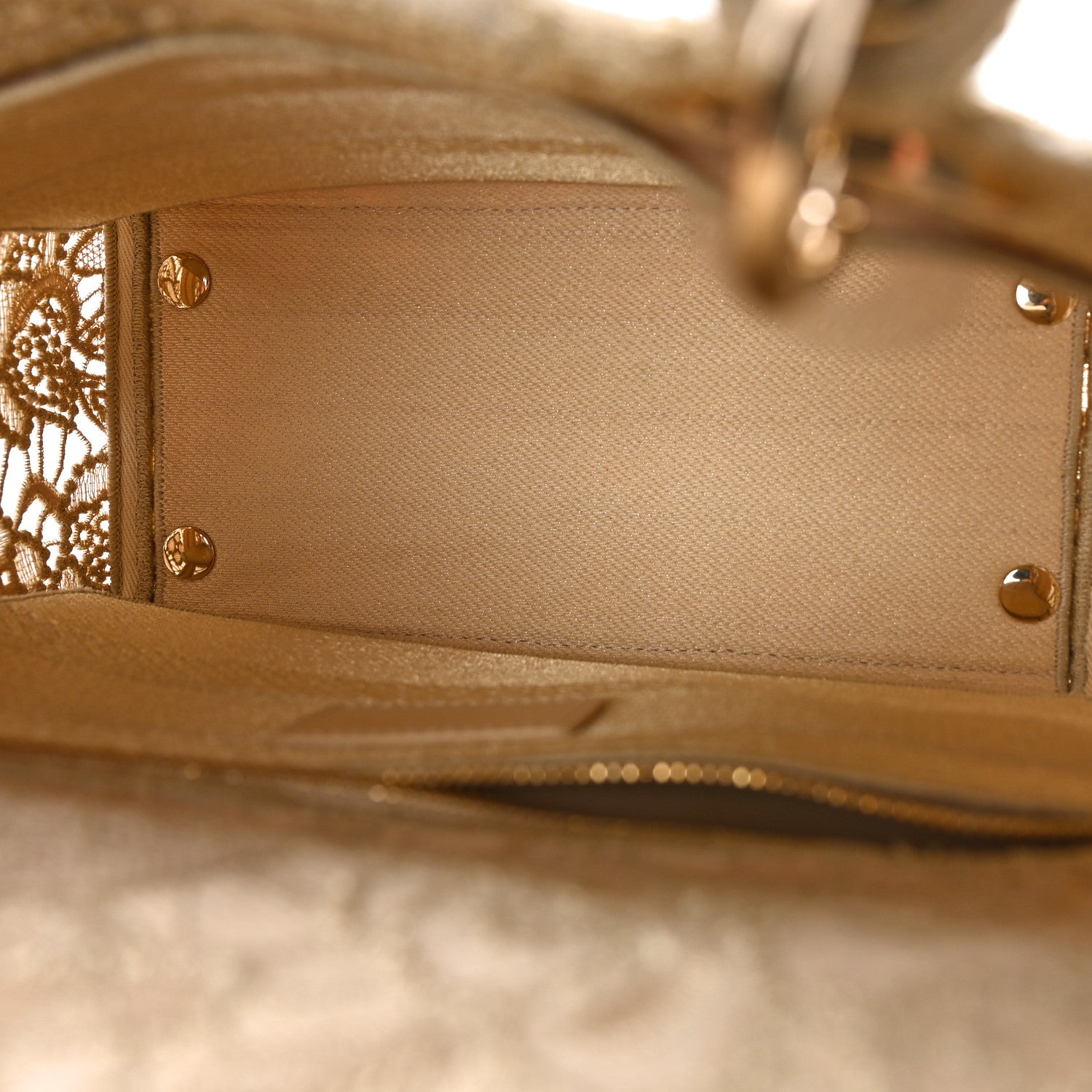 Christian Dior Transparent Metallic Embroidered Mesh Macrame Lady D-Lite Gold 5 of 8