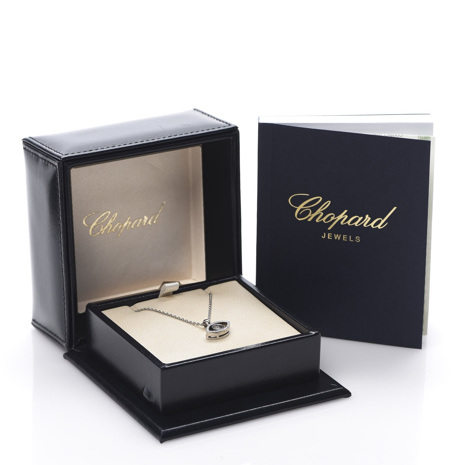 Chopard 18K White Gold Pave Diamond Good Luck Charms Evil Eye Pendant Necklace 9 of 9