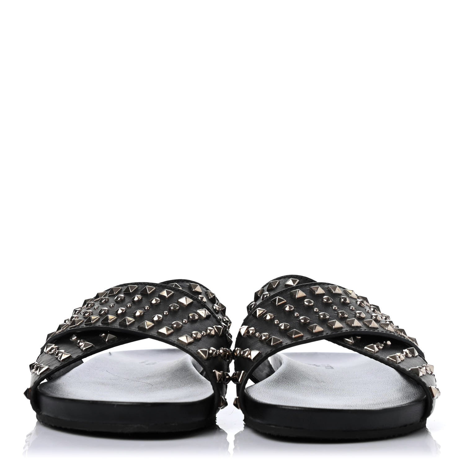 Gucci Calfskin Studded Criss-Cross Sandals 38.5 Black 2 of 4