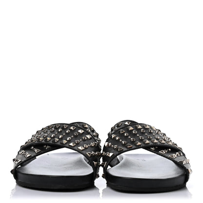 Gucci Calfskin Studded Criss-Cross Sandals 38.5 Black 2 of 4