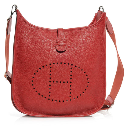 Hermes Taurillon Clemence Evelyne III PM Rouge Garance 1 of 8