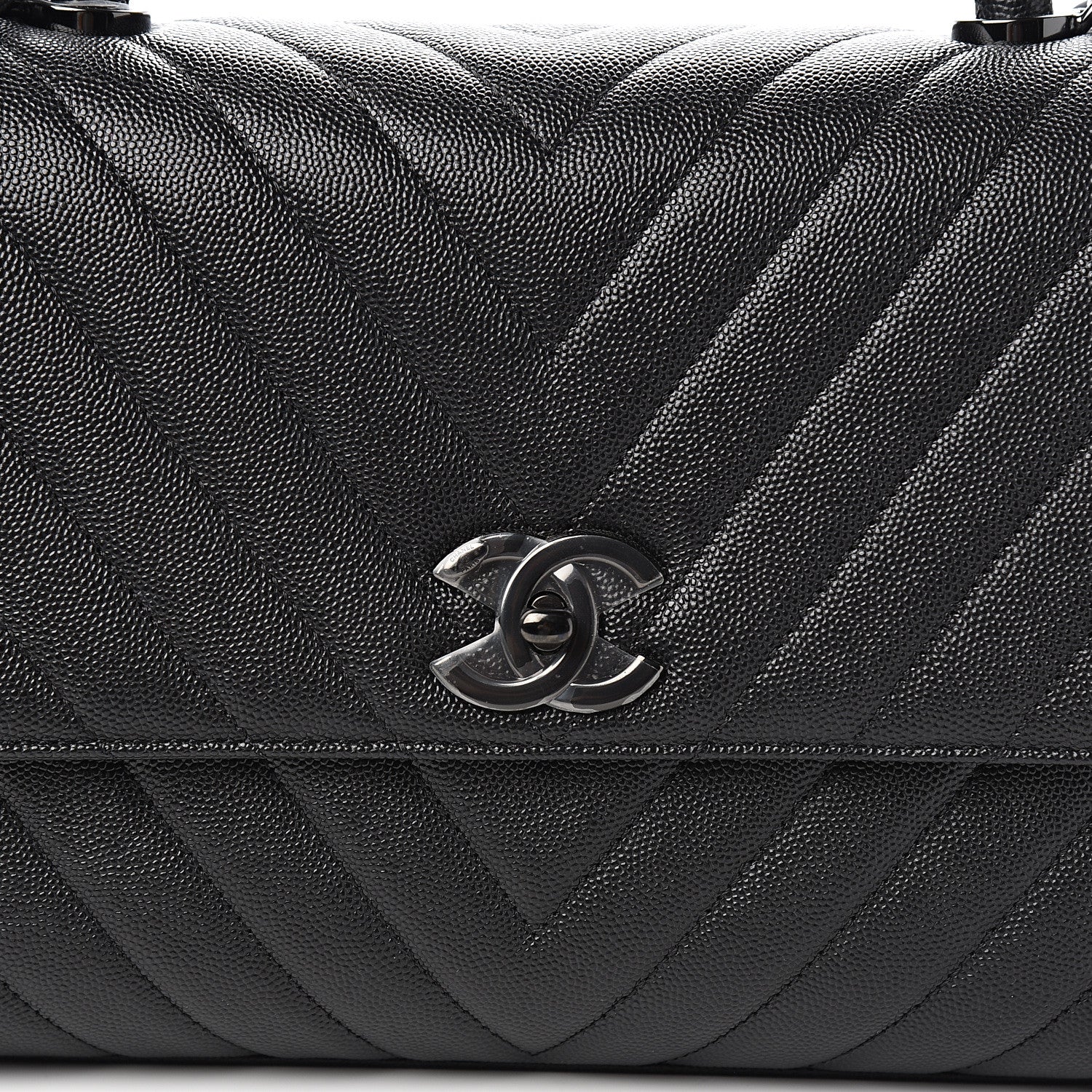 Chanel Caviar Chevron Quilted Small Coco Handle Flap So Black 9 of 9