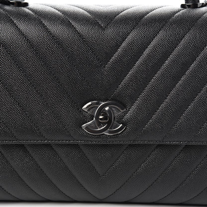 Chanel Caviar Chevron Quilted Small Coco Handle Flap So Black 9 of 9