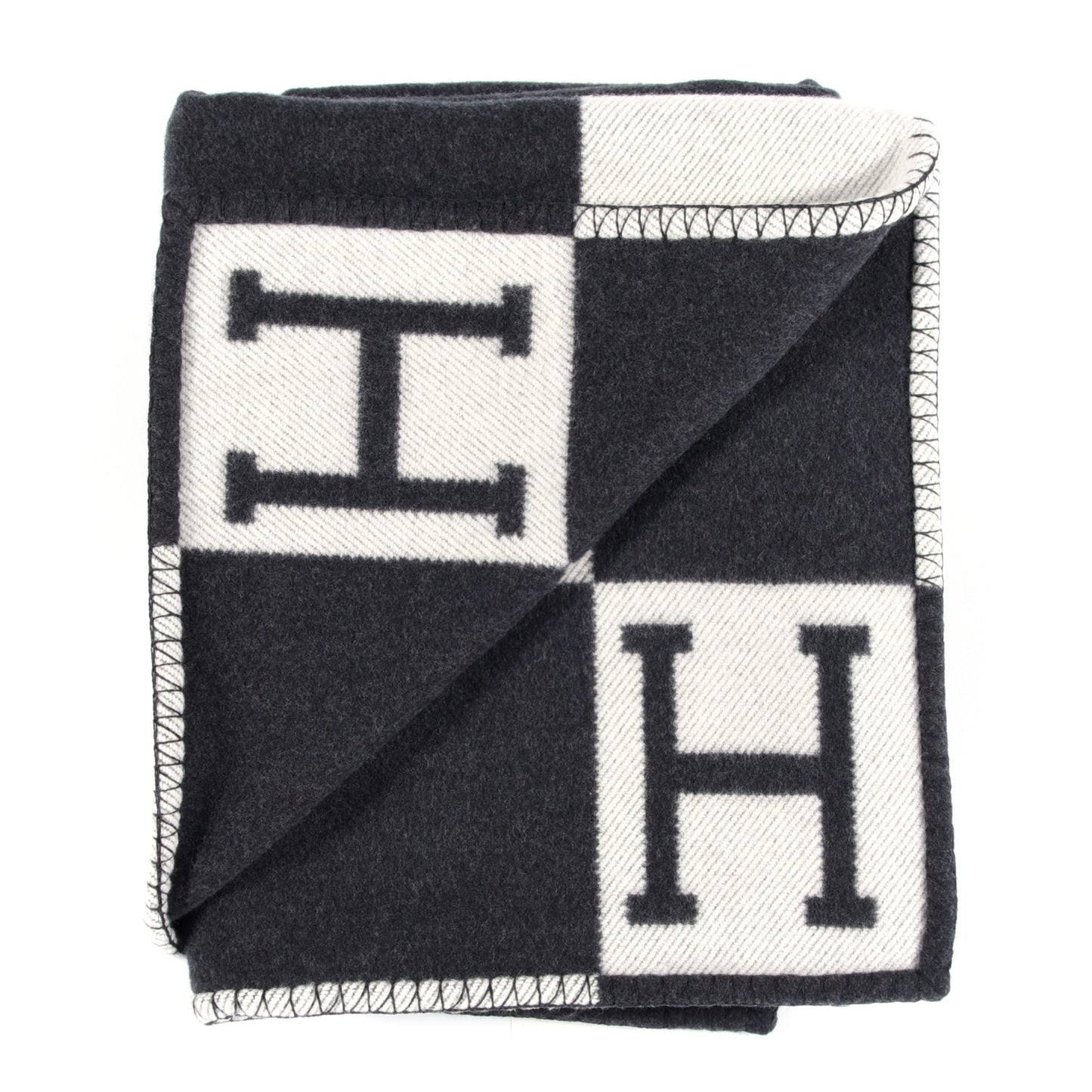 Wool Cashmere Avalon Blanket Ecru Gris Fonce