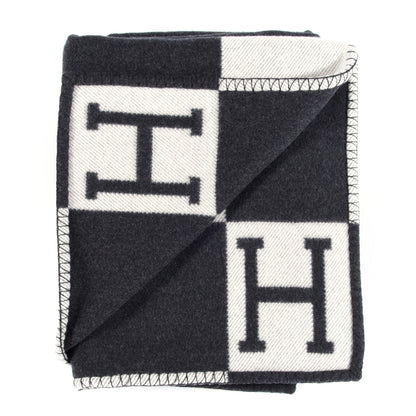 Hermes Wool Cashmere Avalon Blanket Ecru Gris Fonce 3 of 6