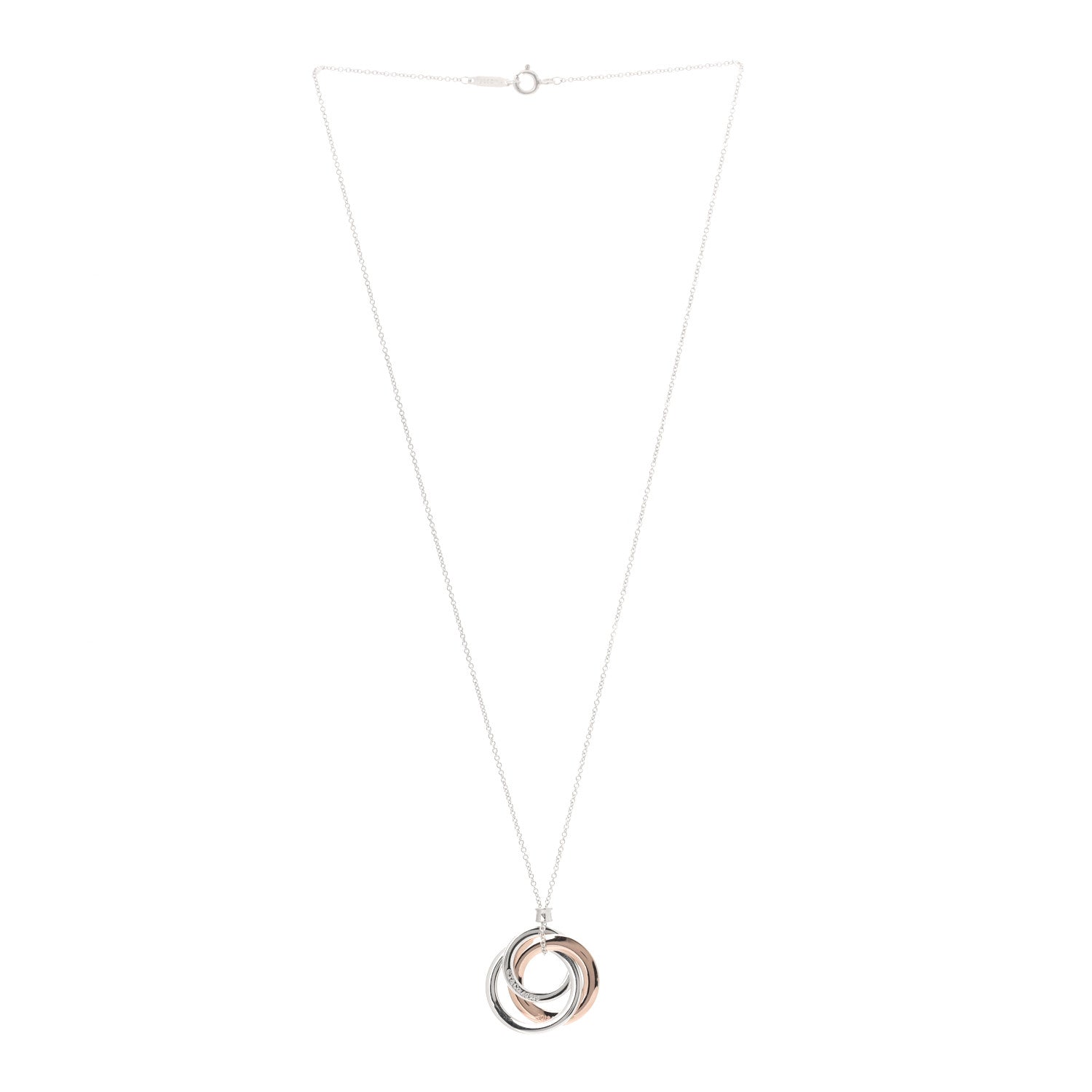 Tiffany Sterling Silver Rubedo 1837 Circles Pendant Necklace 3 of 6