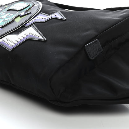 Prada X UNIVERSAL STUDIOS Tessuto Nylon Montagna Frankenstein Print Multi Zip Belt Bag Black Menta 8 of 9