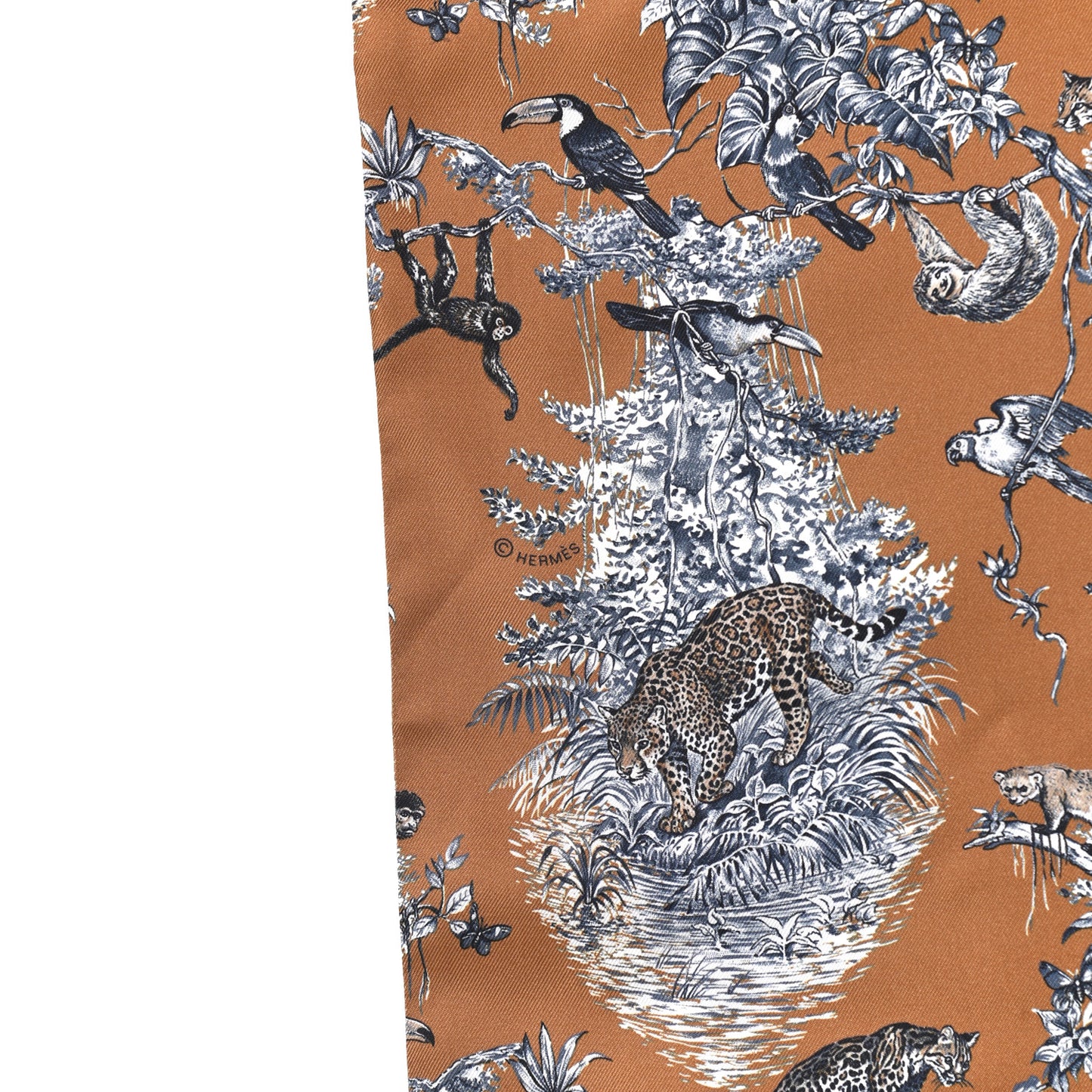 Silk Equateur Maxi Twilly Tabac Gris Bleuete