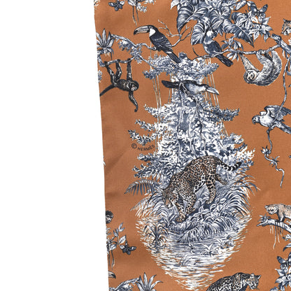 Hermes Silk Equateur Maxi Twilly Tabac Gris Bleuete 4 of 5