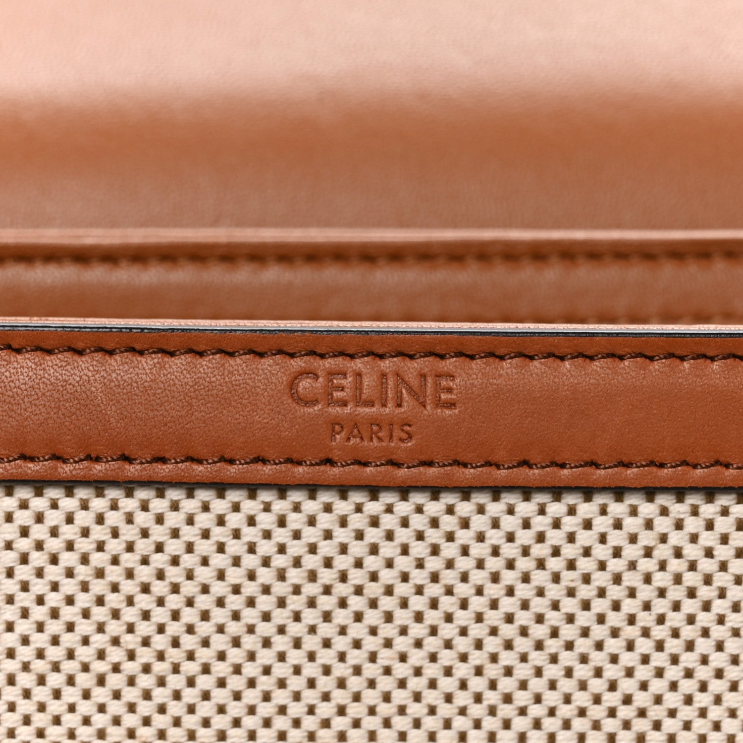 Celine Textile Natural Calfskin Teen Triomphe White Tan 6 of 11