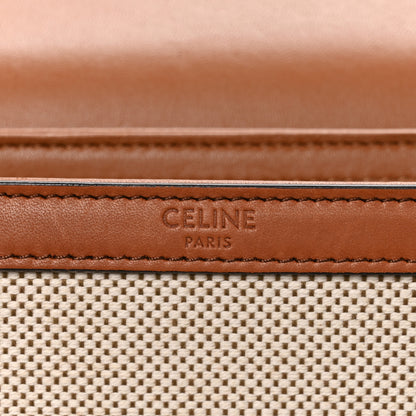 Celine Textile Natural Calfskin Teen Triomphe White Tan 6 of 11