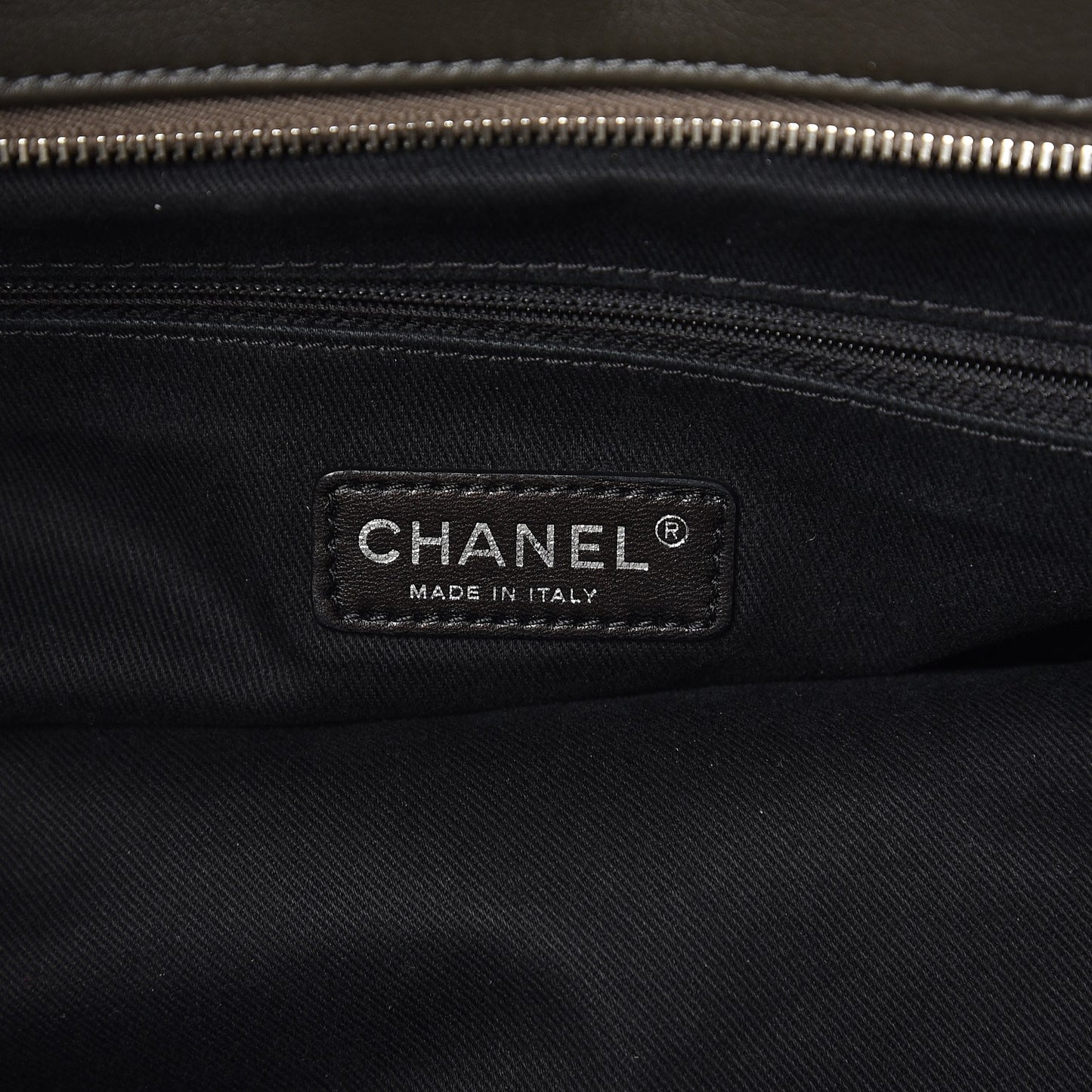Iridescent Calfskin Quilted In The Mix Shopping Tote Dark Grey