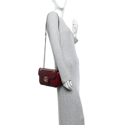 Gucci Calfskin Matelasse Medium GG Marmont Shoulder Bag Rosso Ancora Red 2 of 11
