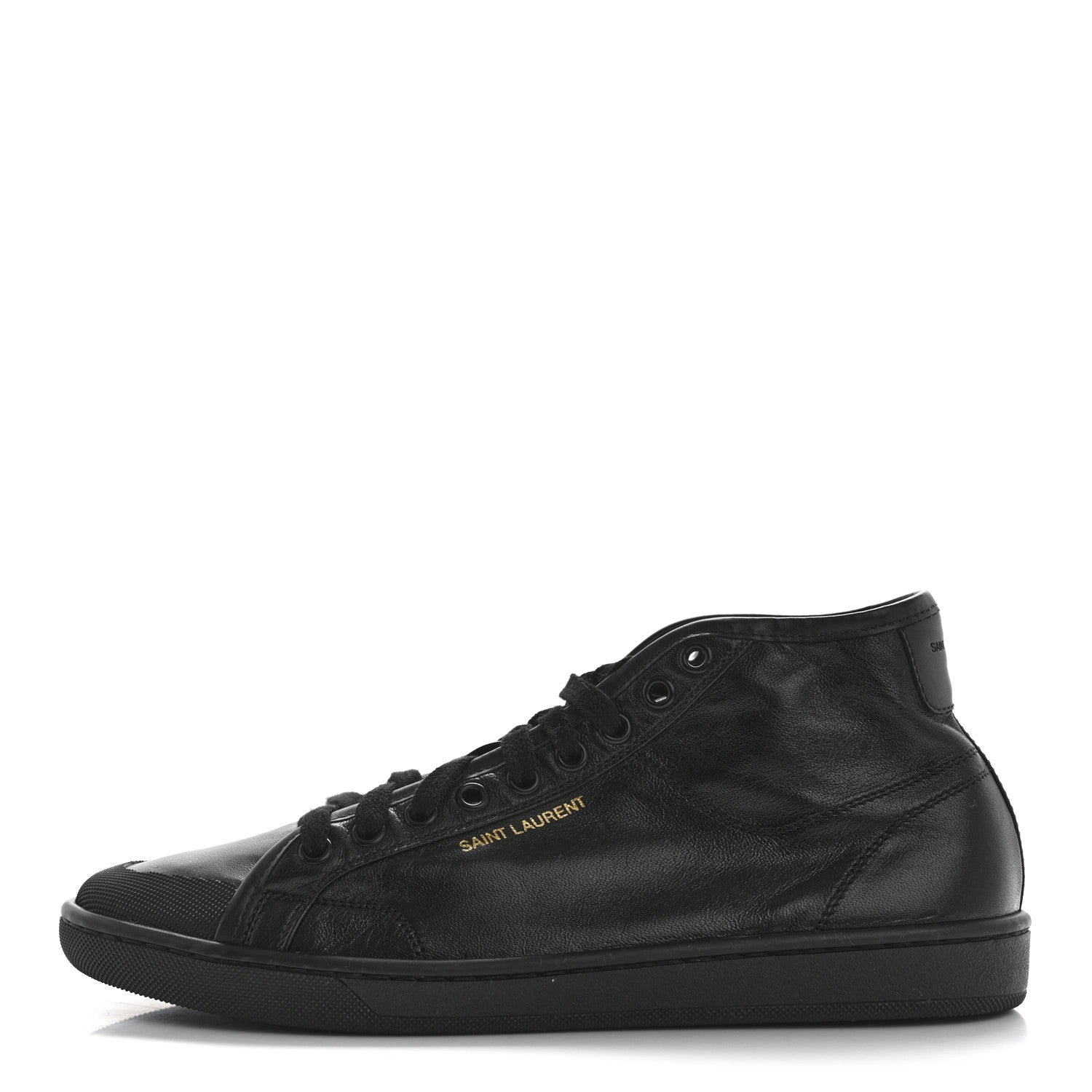 Saint Laurent Lambskin Womens Court Classic SL/39 Mid Top Sneakers 39 Black 1 of 9