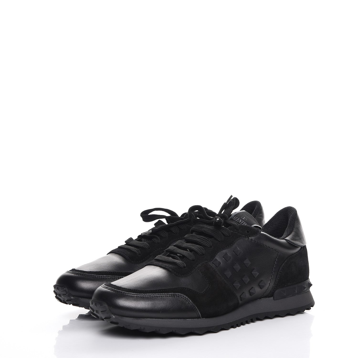 Valentino Garavani Calfskin Suede Mens Rockstud Sneakers 42 Black 3 of 8