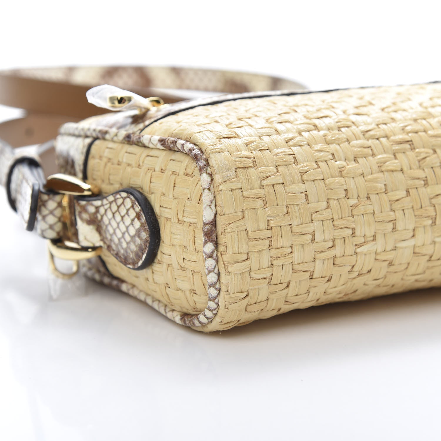 Gucci Raffia Elaphe Mini Ophidia Shoulder Bag Natural Cream Brown 10 of 12