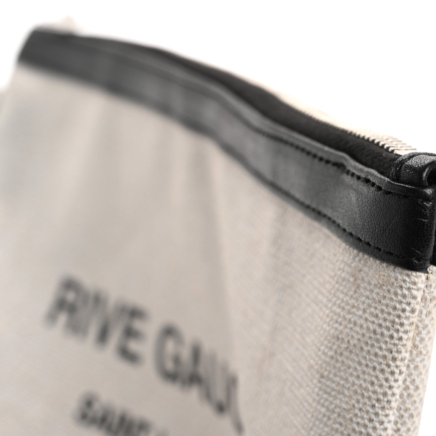 Linen Canvas Rive Gauche Zipped Pouch Optic White