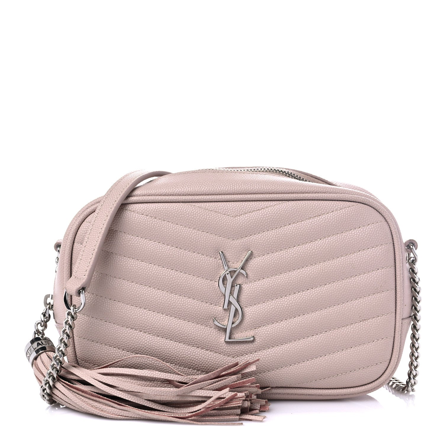 product image of SAINT LAURENT Grain De Poudre Matelasse Monogram Mini Lou Camera Bag Marble Pink FASHIONPHILE