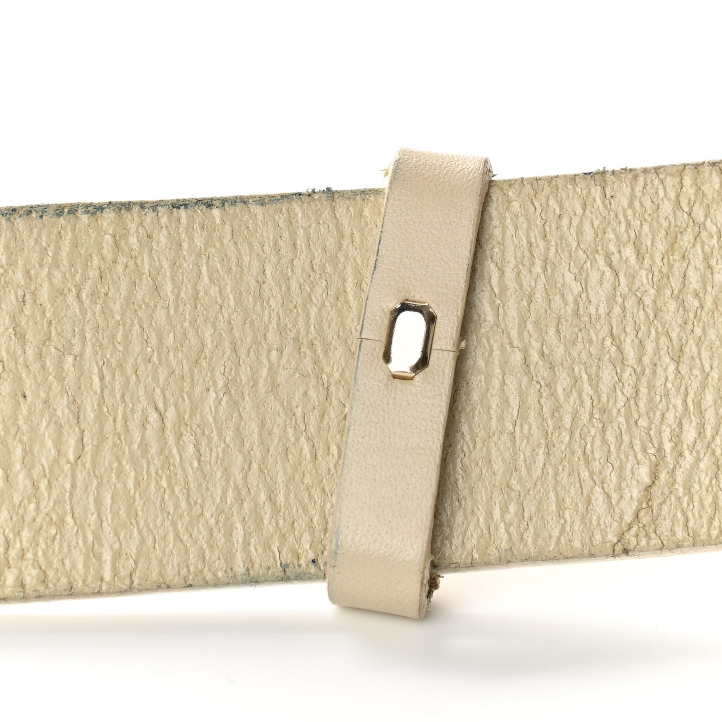 Calfskin Enamel CC Logo Belt Light Beige