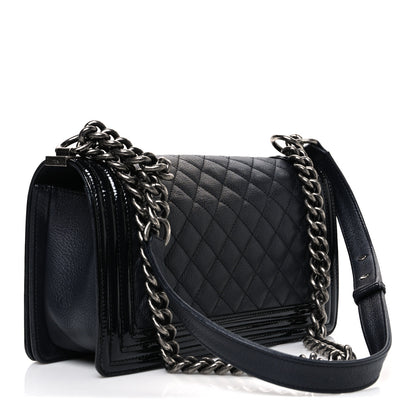 Chanel Goatskin Quilted Patent Medium Duo Boy Flap Black 3 of 10