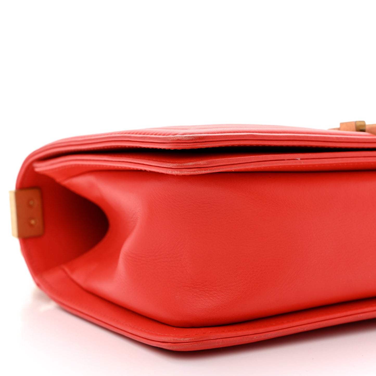Calfskin Chevron Quilted Medium Boy Flap Red