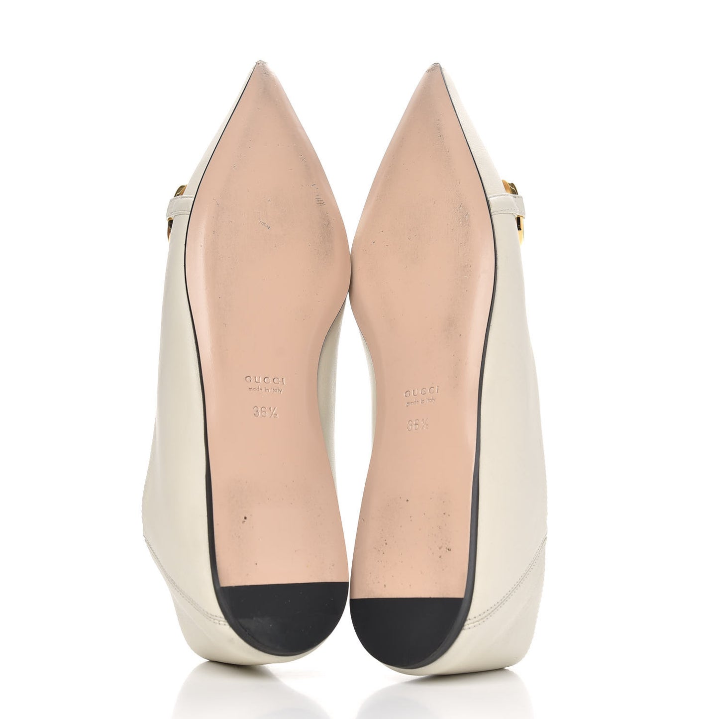 Nappa Lumiere Deva Horsebit Chain Embellished Flats 36.5 Dusty White