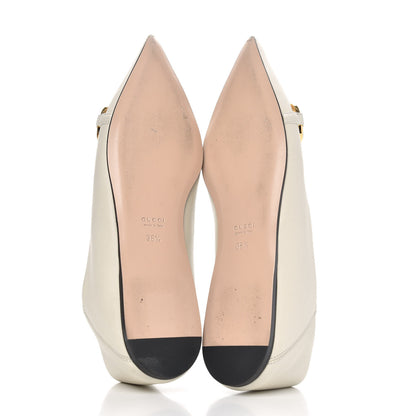Gucci Nappa Lumiere Deva Horsebit Chain Embellished Flats 36.5 Dusty White 6 of 11