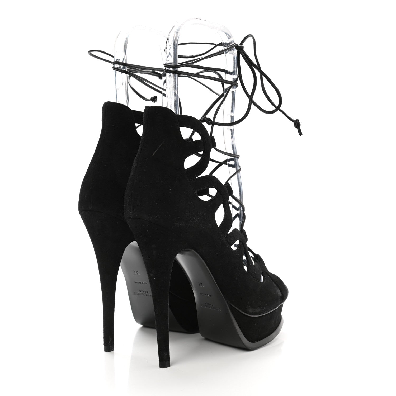 Saint Laurent Kid Scamosciato Tribute 105 Platform Sandals 37 Black 4 of 8