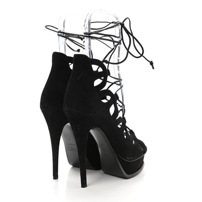 Saint Laurent Kid Scamosciato Tribute 105 Platform Sandals 37 Black 4 of 8