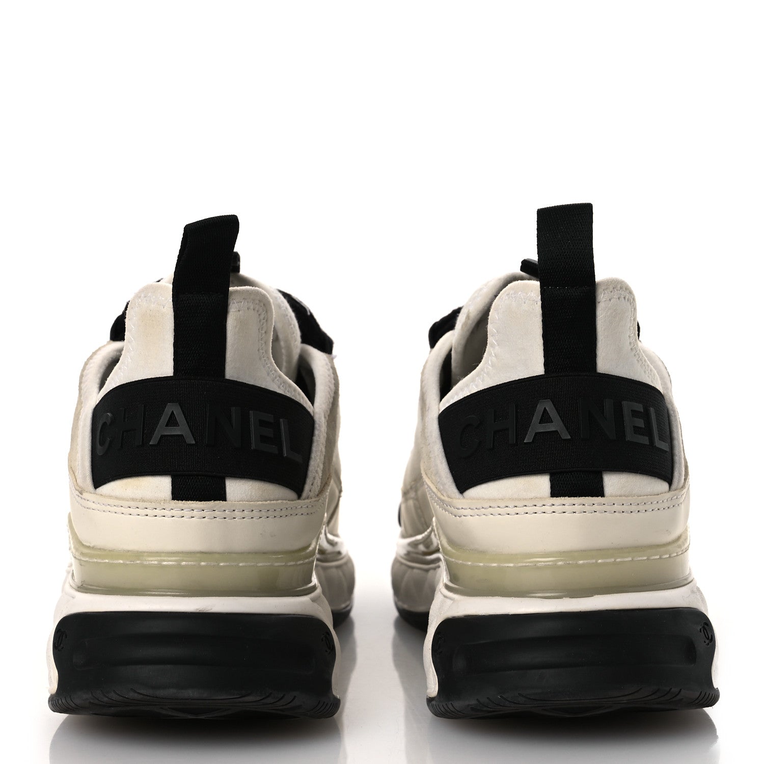 Chanel Velvet Calfskin Mixed Fibers CC Sneakers 40 Ivory Black 6 of 15