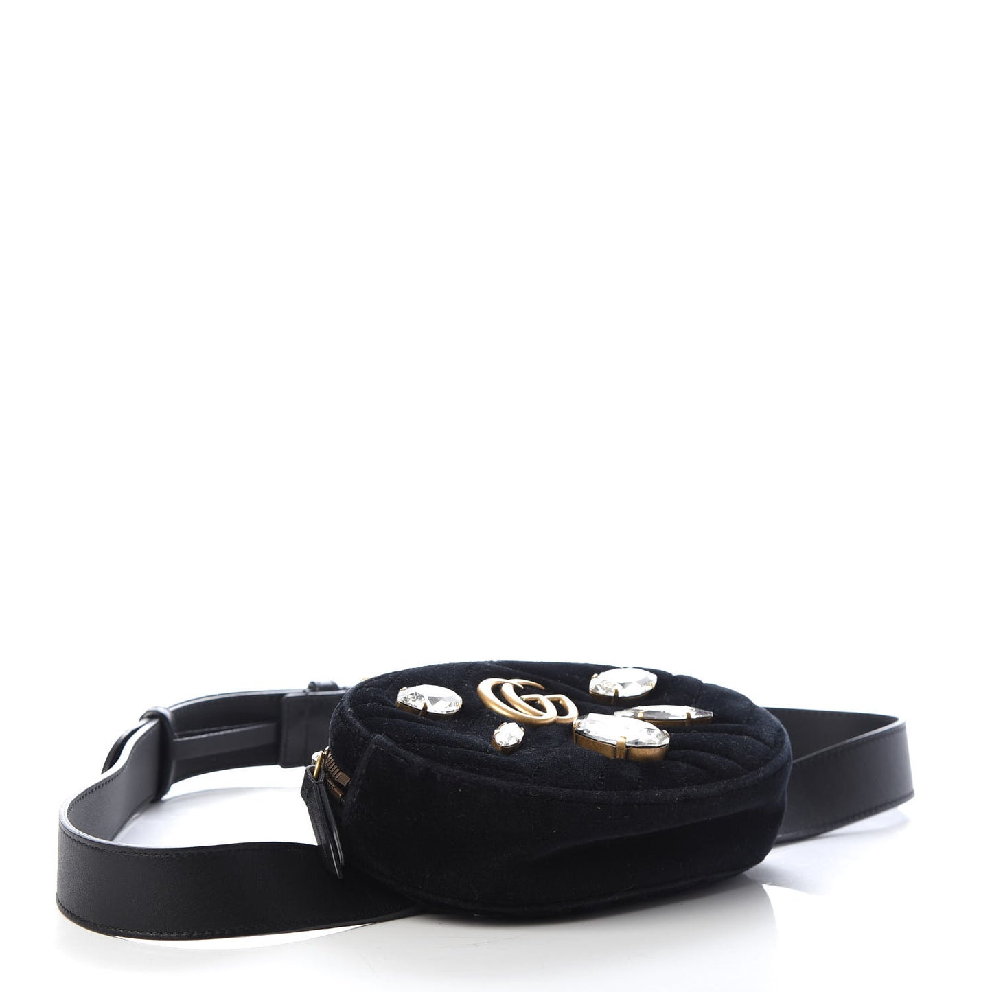 Velvet Matelasse Marquise Crystals GG Marmont Belt Bag 95 38 Black