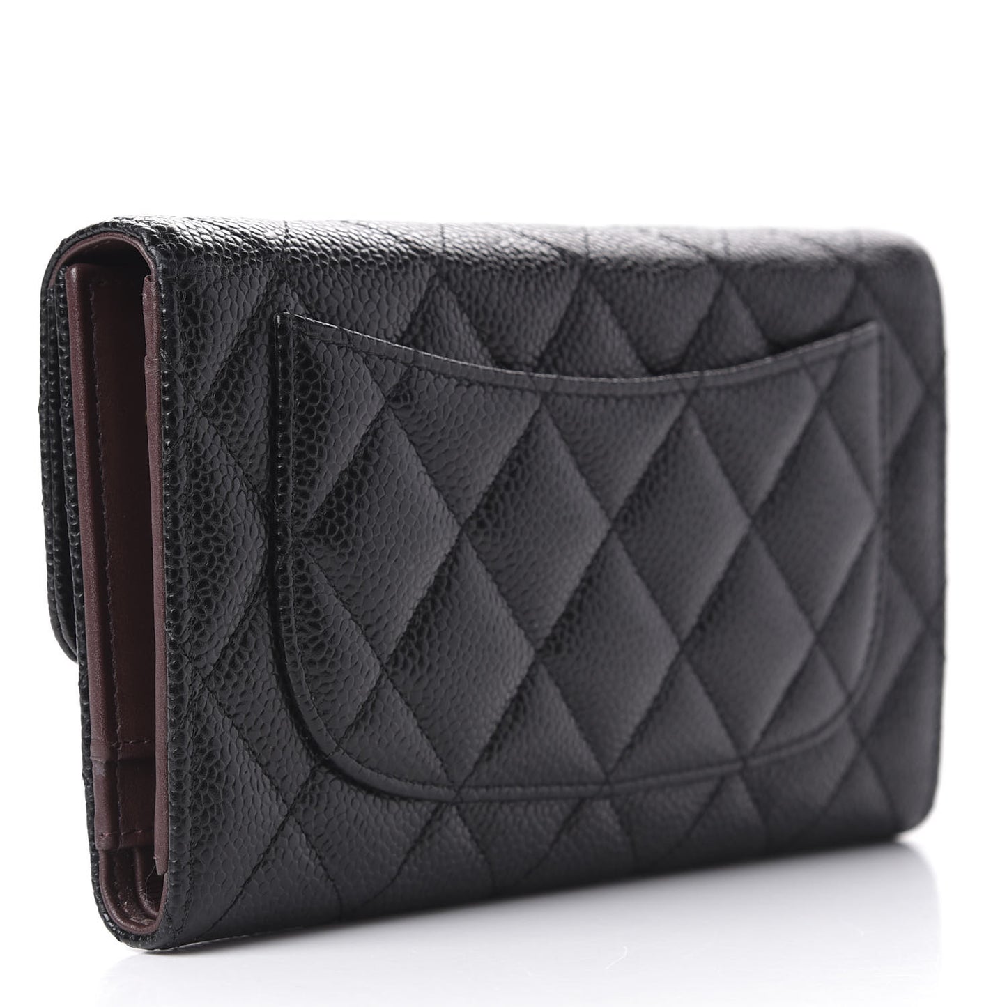 Caviar Quilted Large Flap Wallet Black