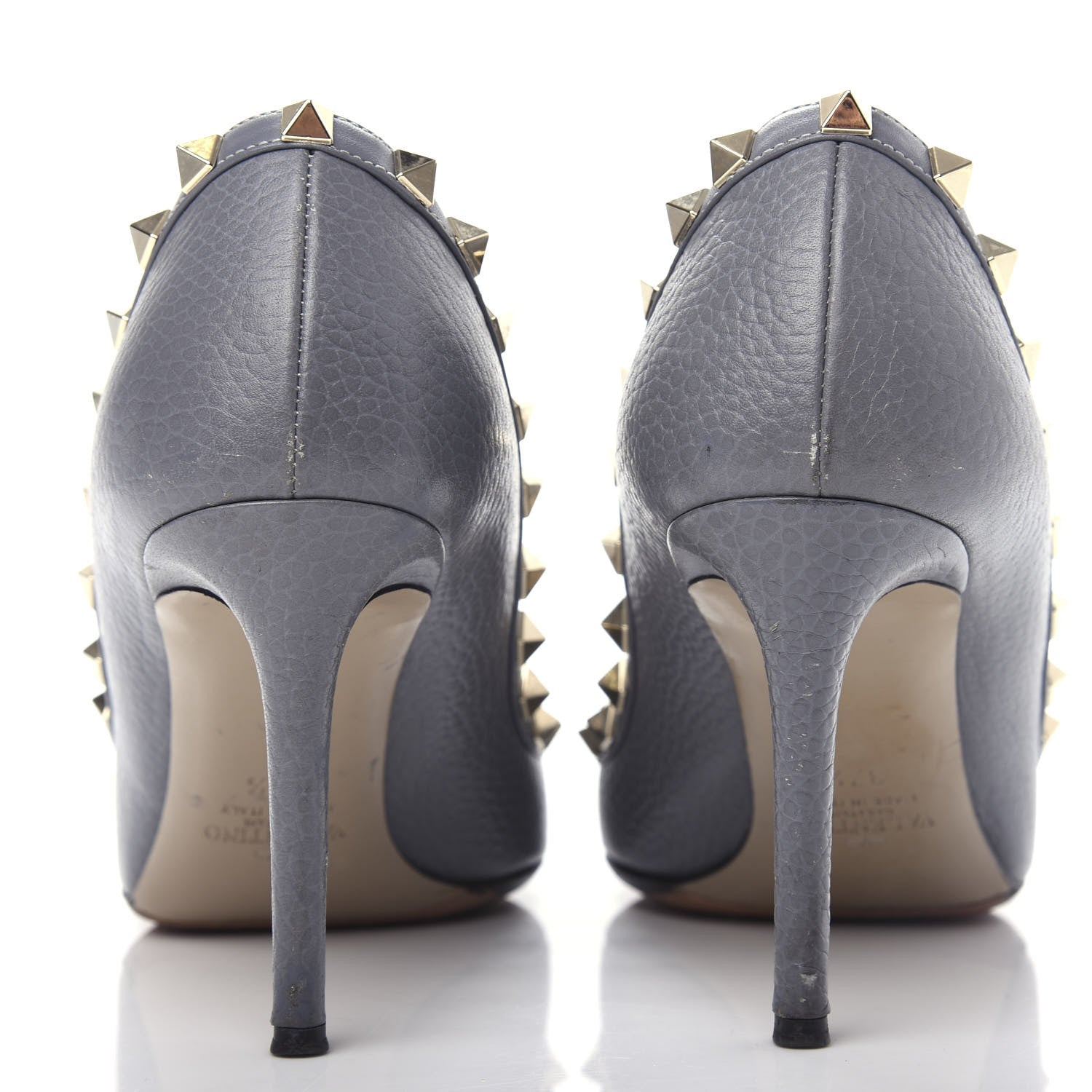 Valentino Garavani Pebbled Calfskin Rockstud 85mm Pumps 37.5 Light Stone 7 of 9