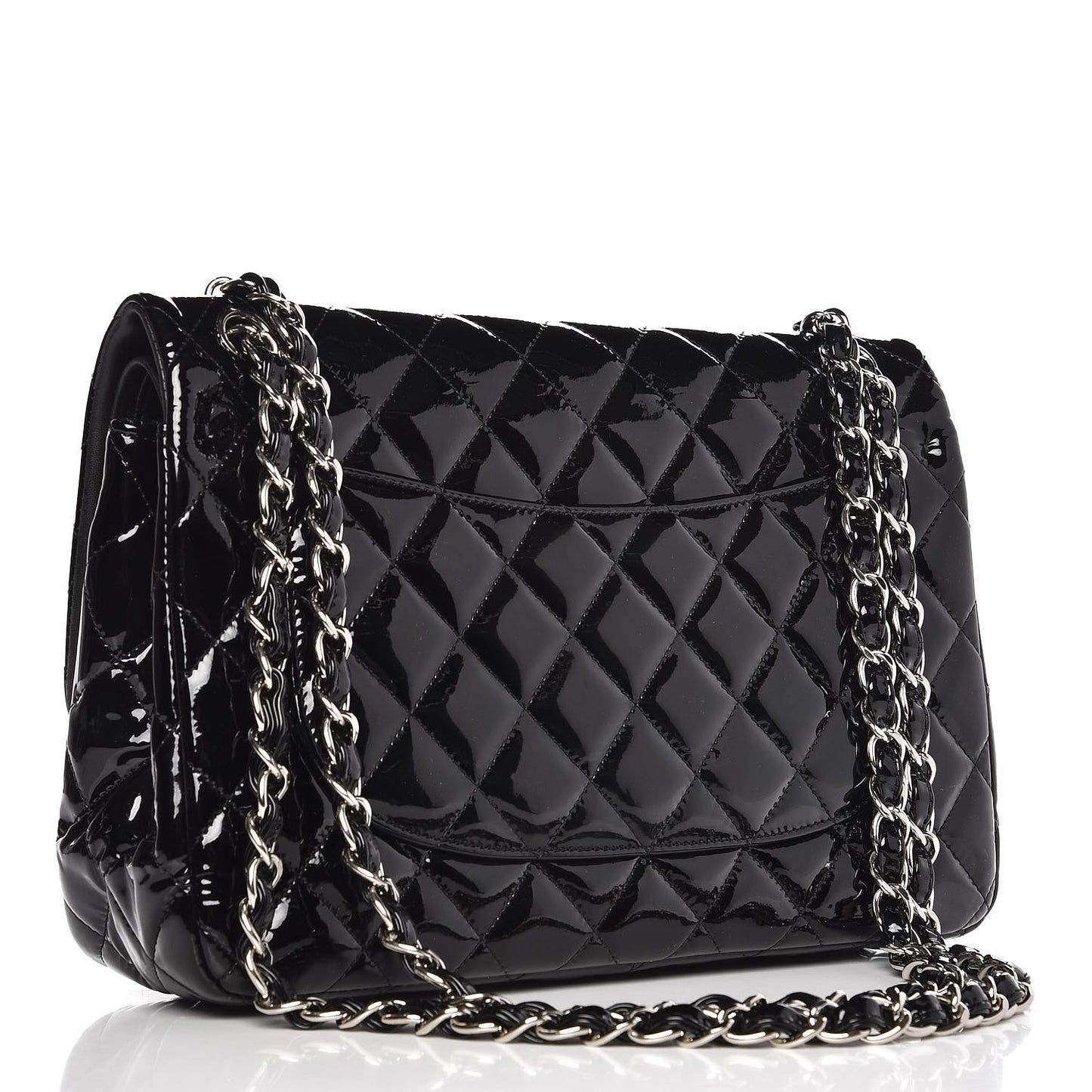 Patent Quilted Jumbo Double Flap Black