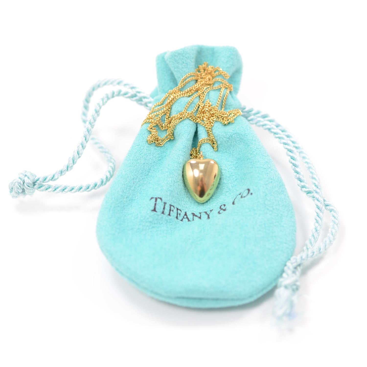 Tiffany 18k Gold Heart Pendant Necklace 1980 1 of 4