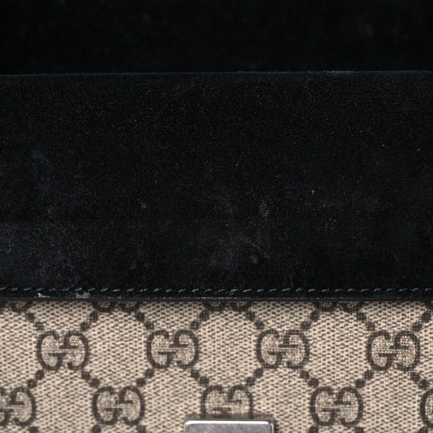Gucci GG Supreme Monogram Suede Crystal Small Dionysus Shoulder Bag Beige Ebony Black 15 of 17