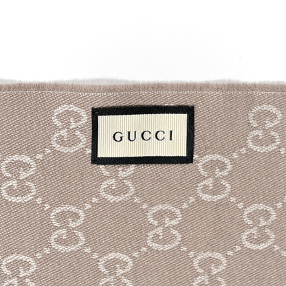 Gucci Wool GG Monogram HalfGG Fringe Scarf Ivory Beige 3 of 6