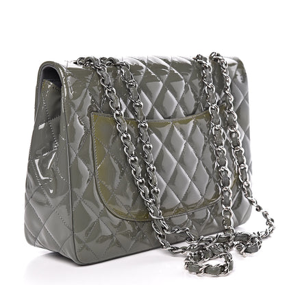 Chanel Patent Quilted Jumbo Single Flap Grey 3 of 18