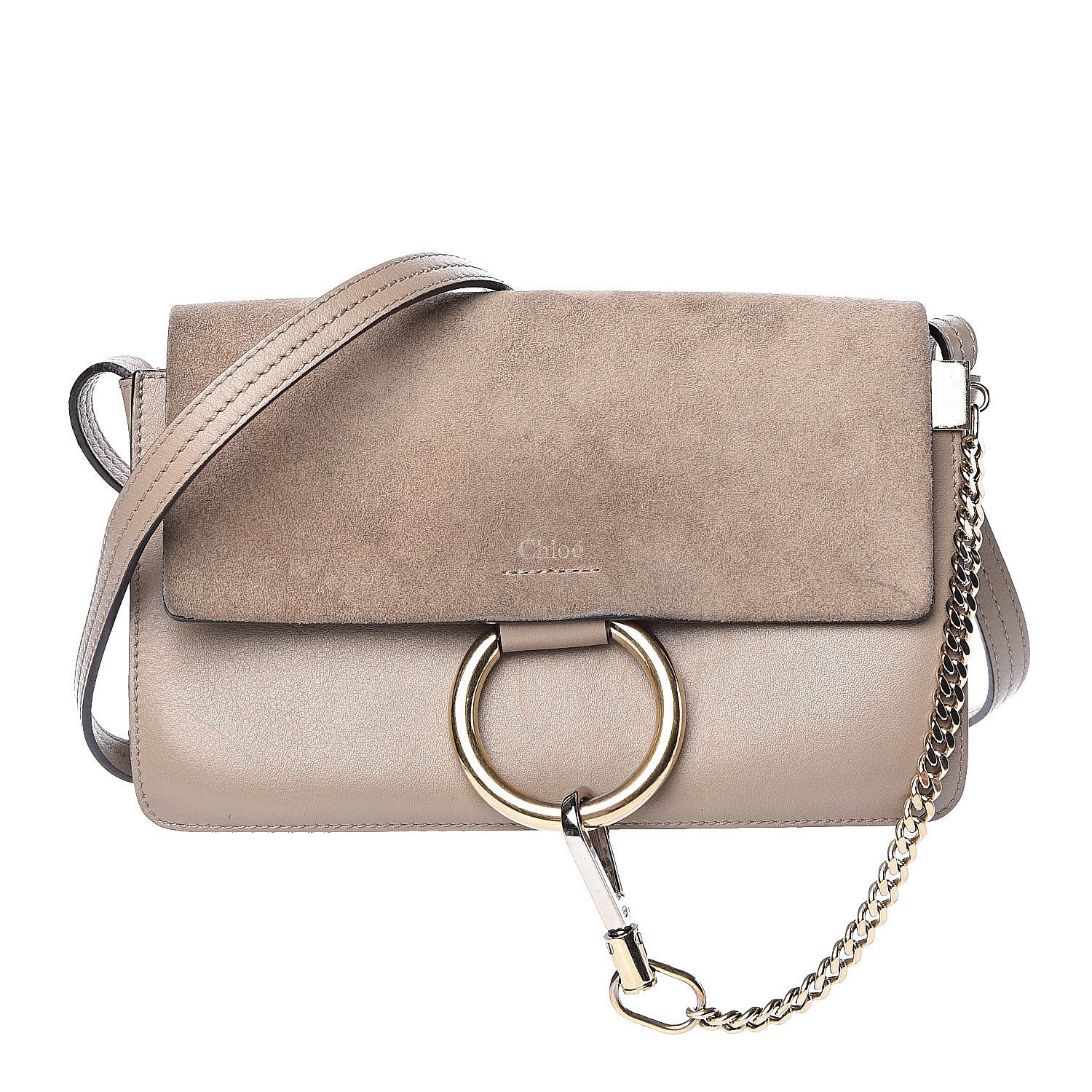 Chloe Suede Calfskin Small Faye Shoulder Bag Motty Grey 1 of 18