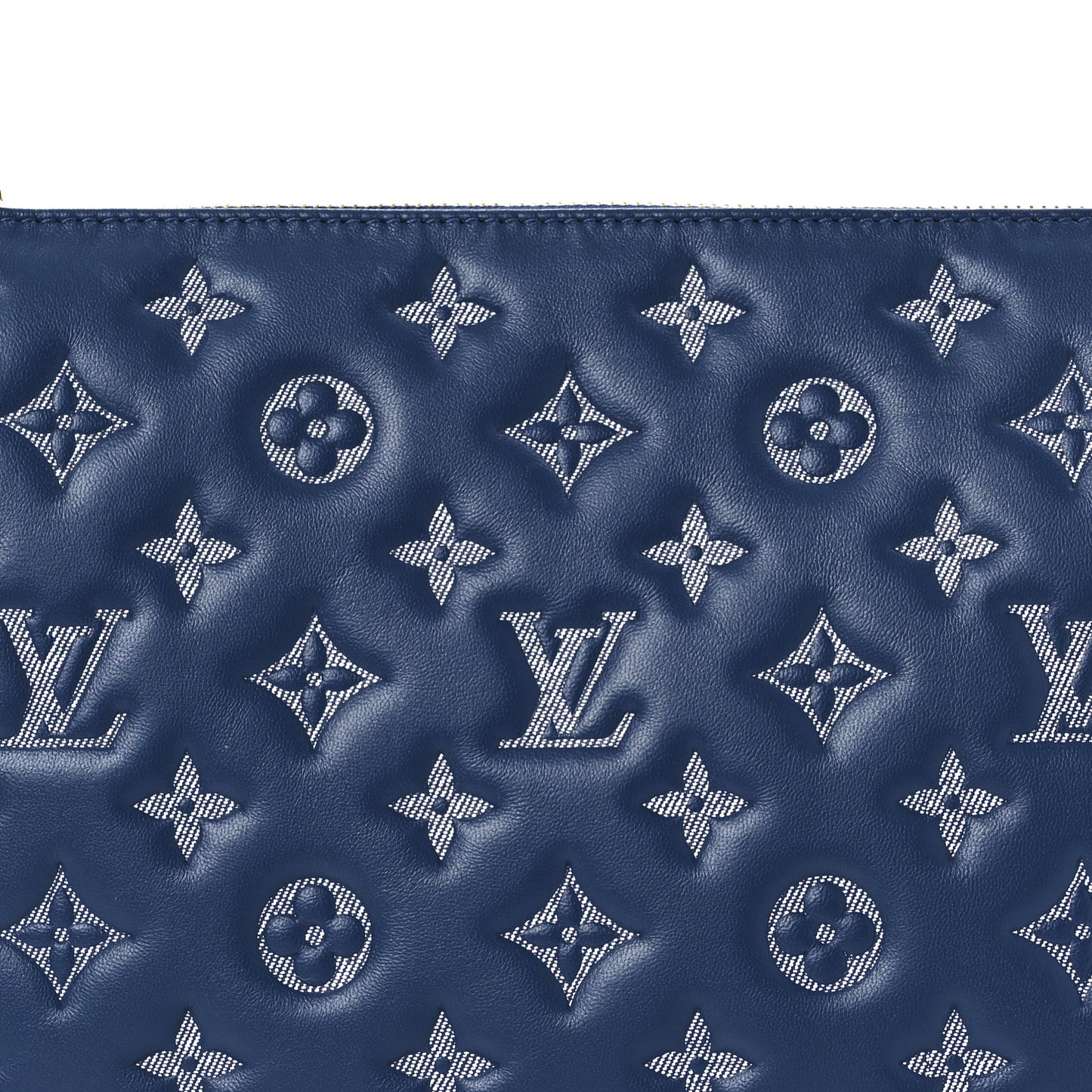 Lambskin Embossed Monogram Coussin PM Denim Blue